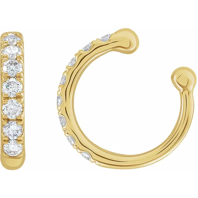 14K Yellow Gold Natural Diamond Ear Cuff