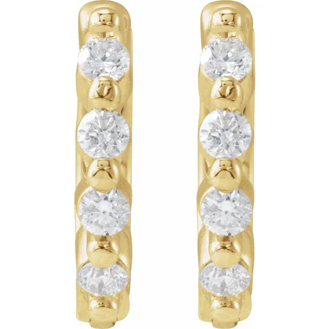 14K Yellow Gold Hinged Hoop Earrings with Natural Diamonds