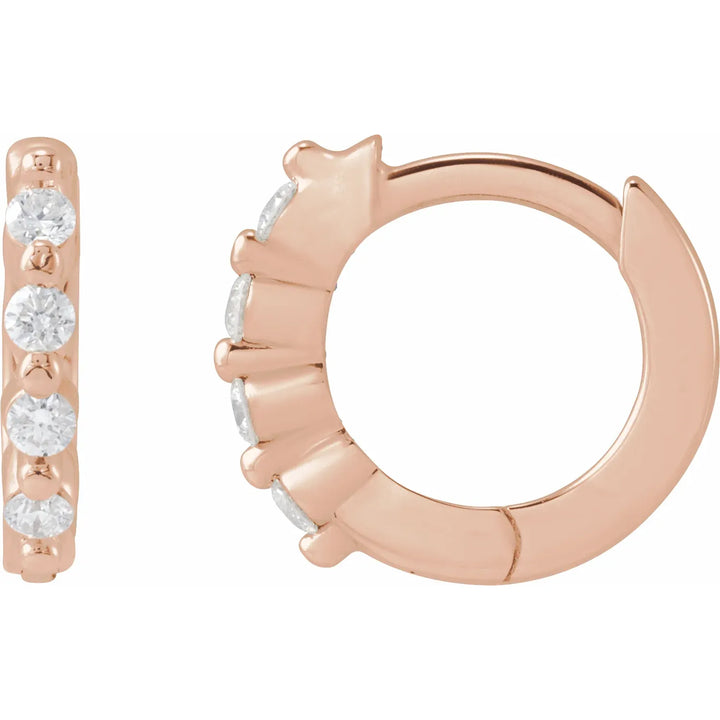 14K Yellow Gold Hinged Hoop Earrings with Natural Diamonds