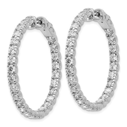14K White Gold Diamond Hoop Earrings