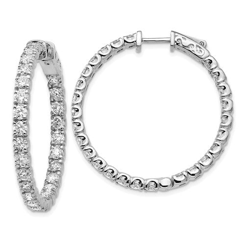 14K White Gold Diamond Hoop Earrings