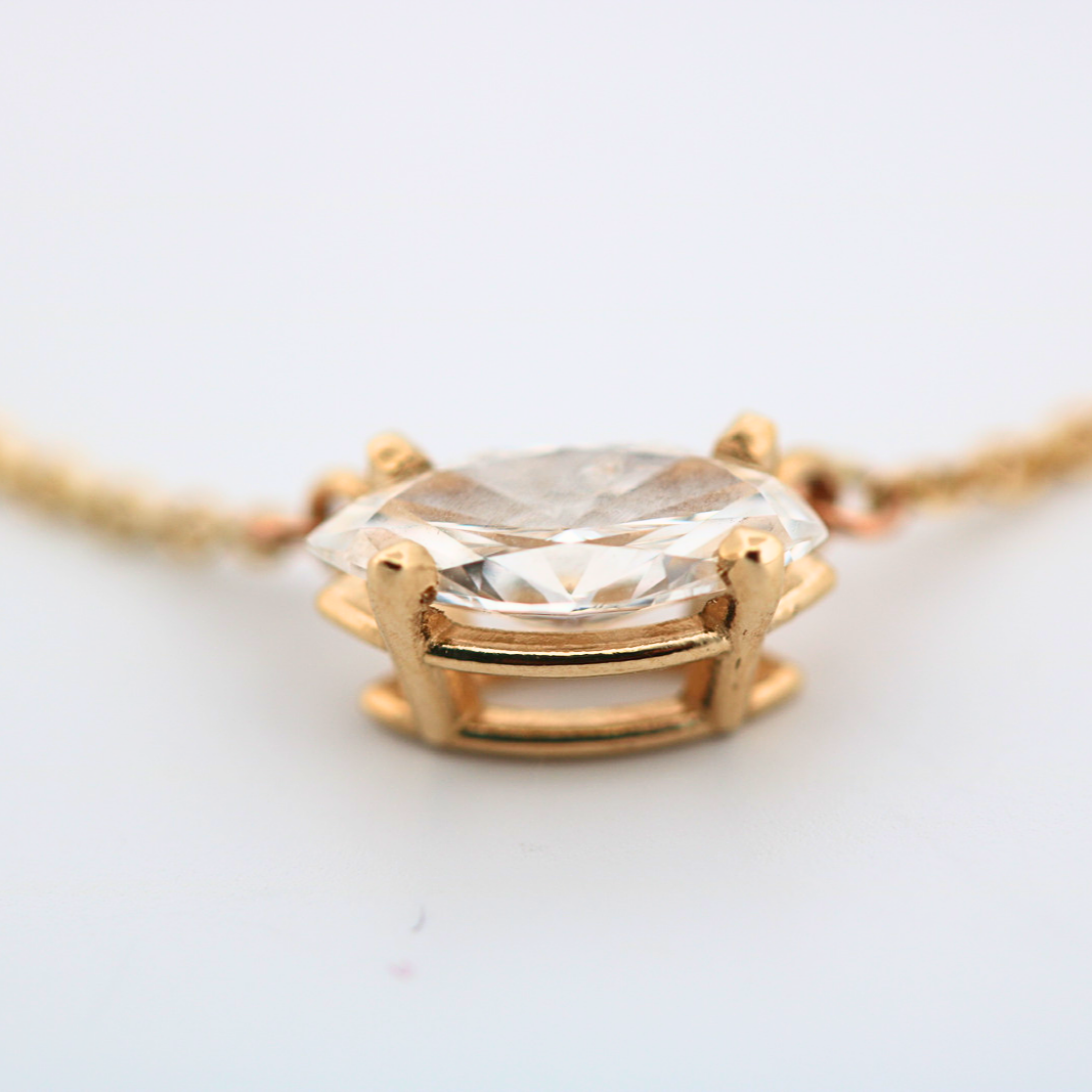 14K Yellow Gold Diamond Solitaire Necklace