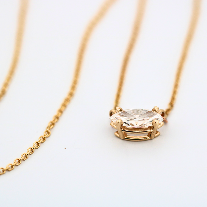 14K Yellow Gold Diamond Solitaire Necklace