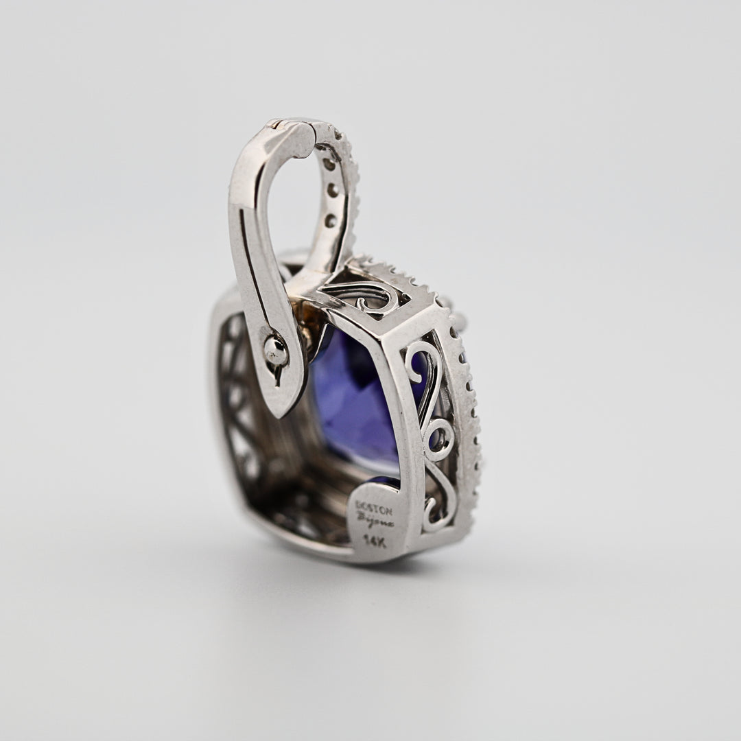 Tanzanite & Double Halo Diamond Pendant