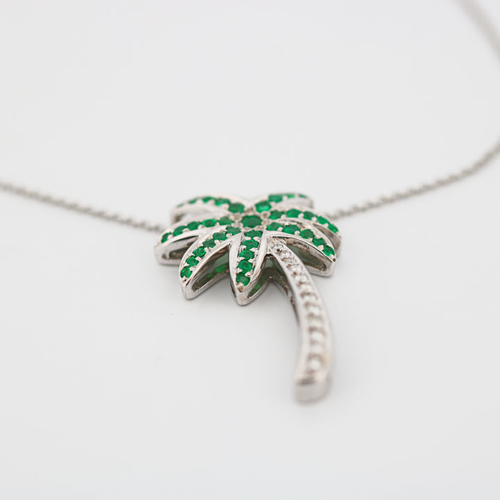 Emerald & Diamond Palm Tree Necklace