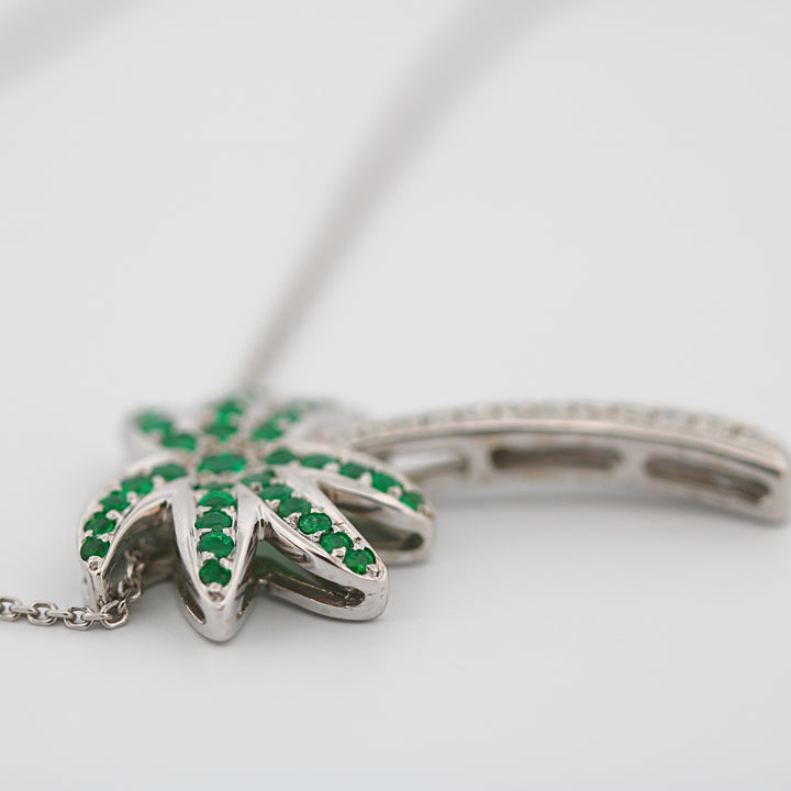Emerald & Diamond Palm Tree Necklace