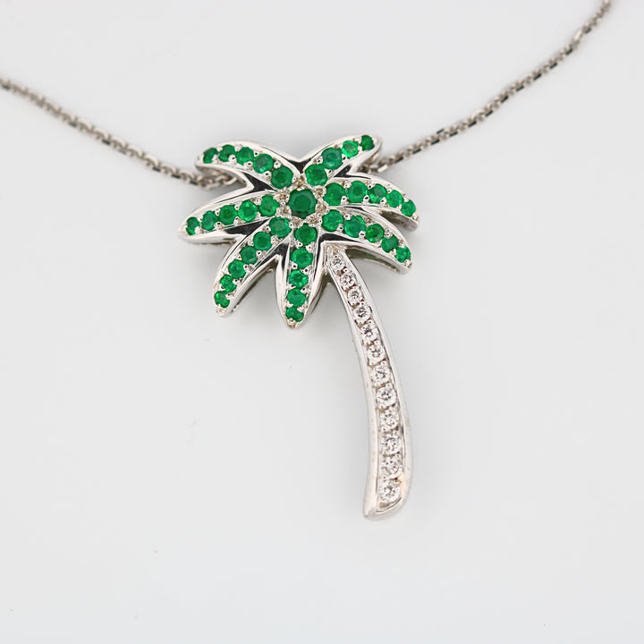 Emerald & Diamond Palm Tree Necklace