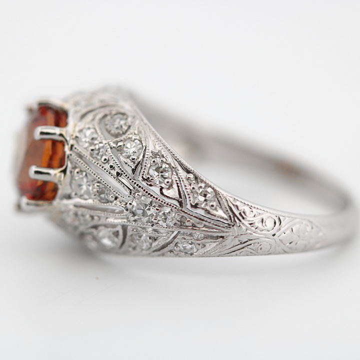 Estate Antique Platinum Diamond Filigree Ring