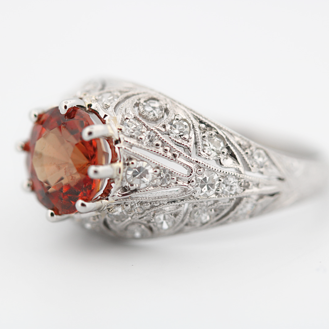 Estate Antique Platinum Diamond Filigree Ring