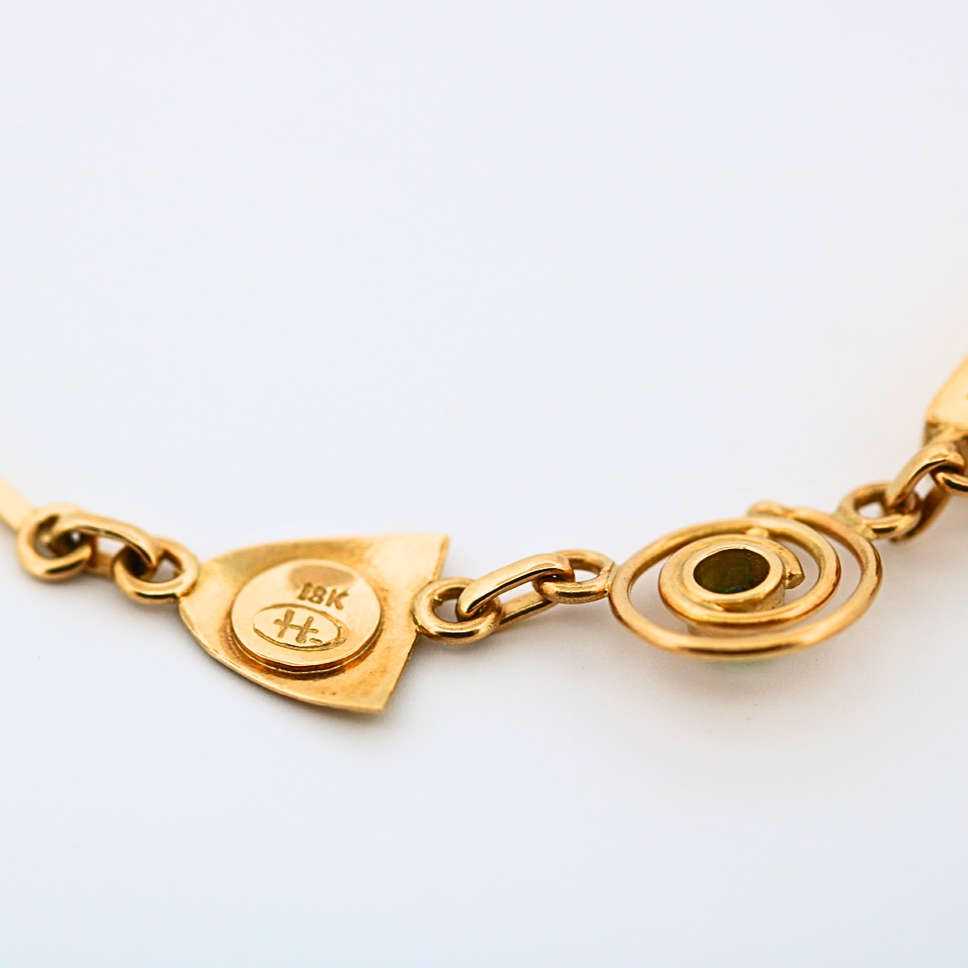 Estate 18K Yellow Gold Color Stone Designer Necklace