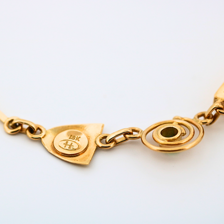 Estate 18K Yellow Gold Color Stone Designer Necklace
