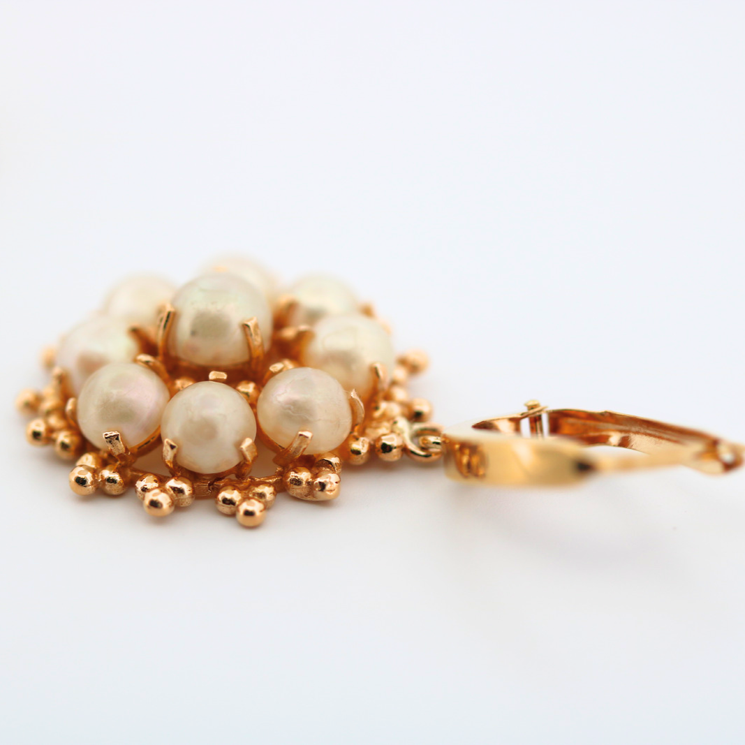 Estate 14K Yellow Gold Pearl Earrings
