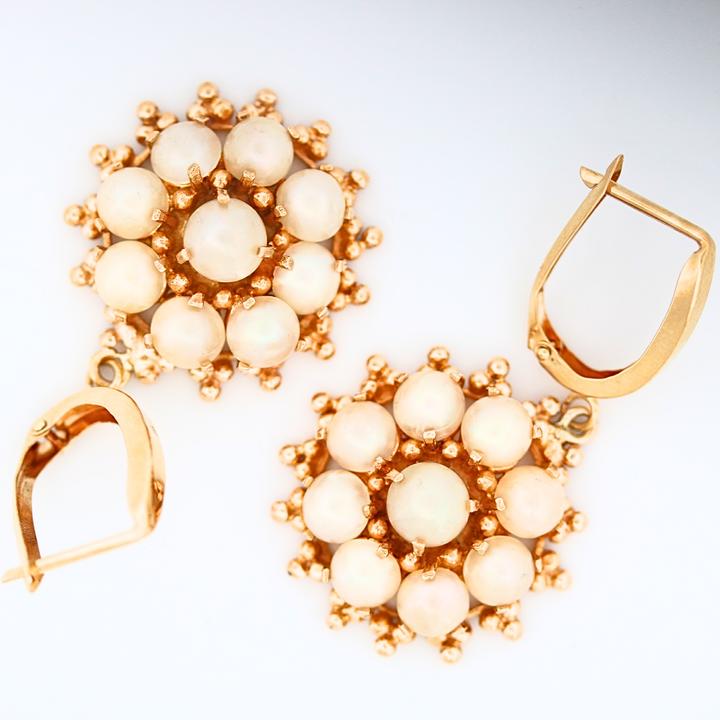 Estate 14K Yellow Gold Pearl Earrings