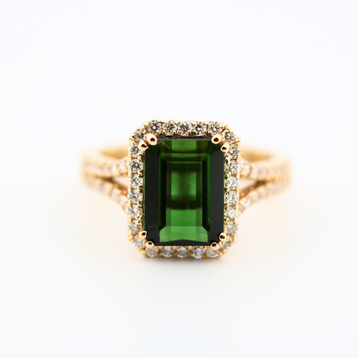 Green Tourmaline and Diamond Cocktail Ring