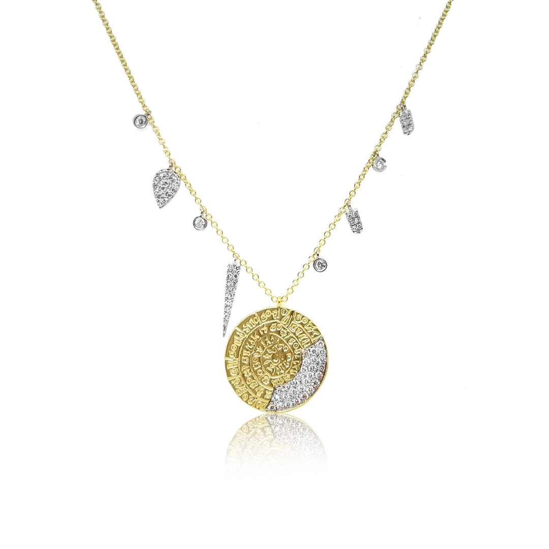 Meira T Diamond Coin Necklace with Diamond Charms