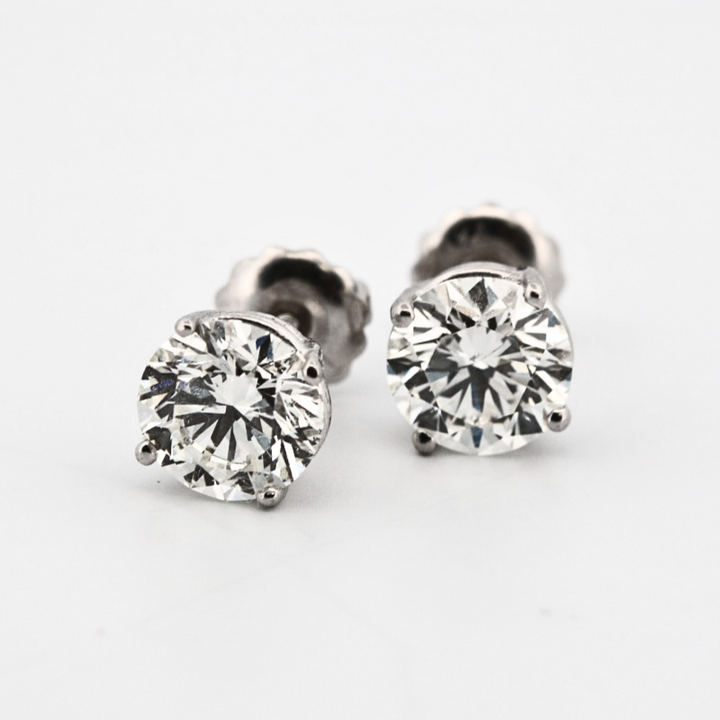 14K White Gold Diamond Stud Earrings