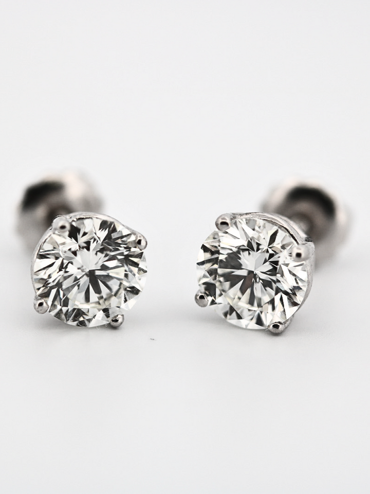 14K White Gold Diamond Stud Earrings