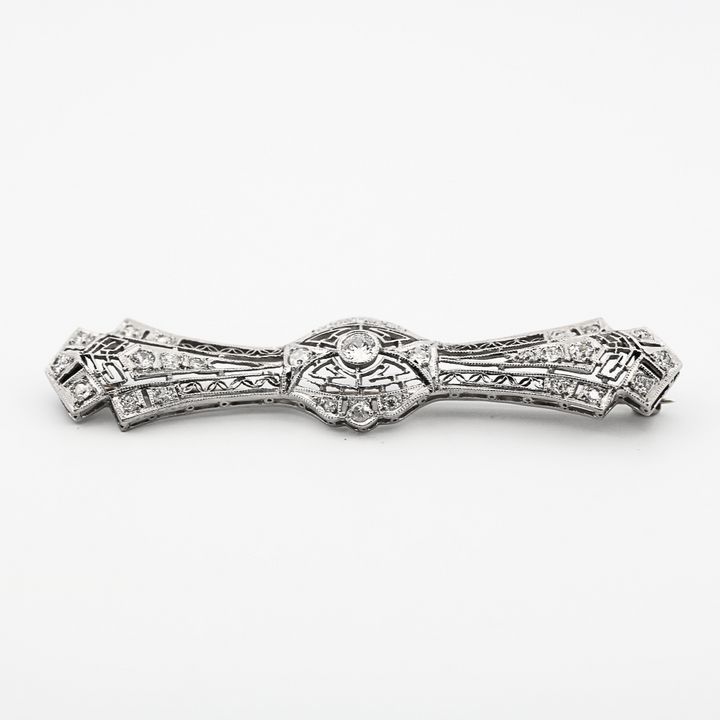 Estate Vintage Diamond Platinum Brooch