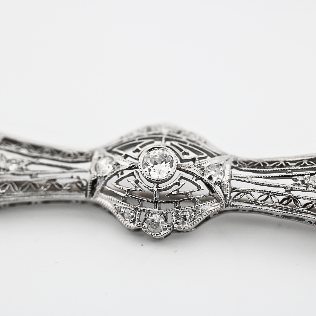 Estate Vintage Diamond Platinum Brooch