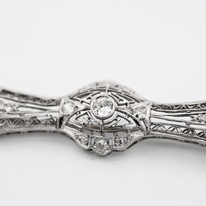 Estate Vintage Diamond Platinum Brooch