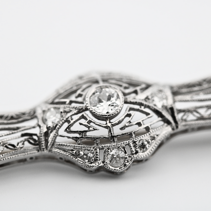 Estate Vintage Diamond Platinum Brooch