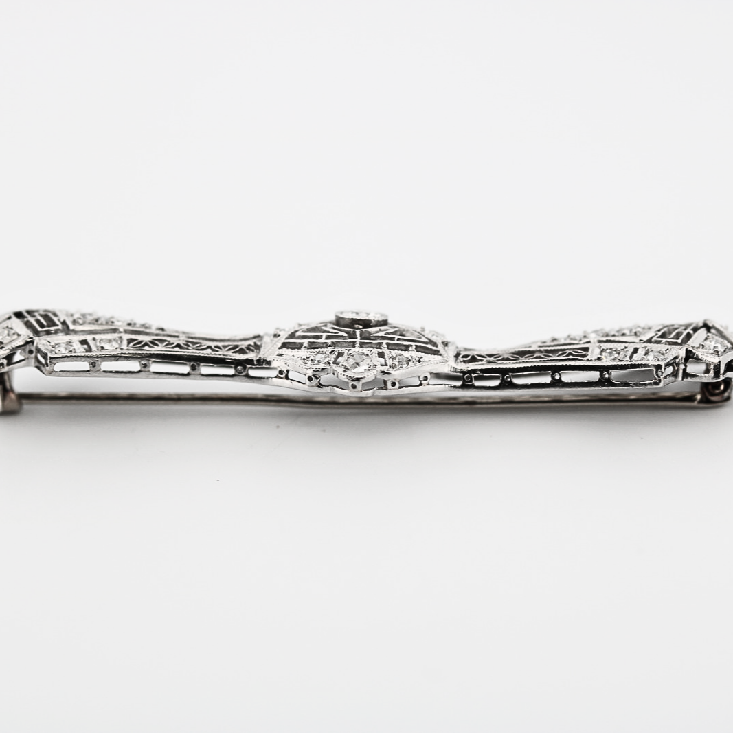 Estate Vintage Diamond Platinum Brooch