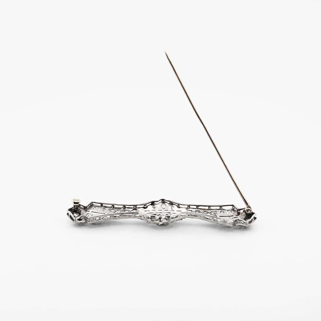 Estate Vintage Diamond Platinum Brooch