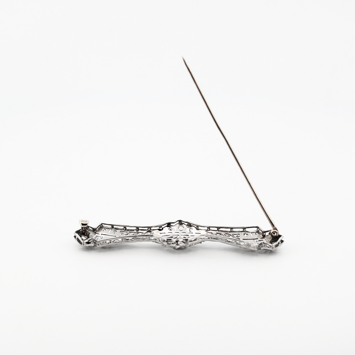 Estate Vintage Diamond Platinum Brooch