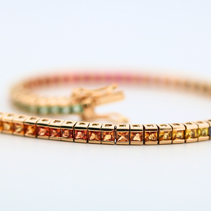 Estate 14KY Rainbow Sapphire Tennis Bracelet
