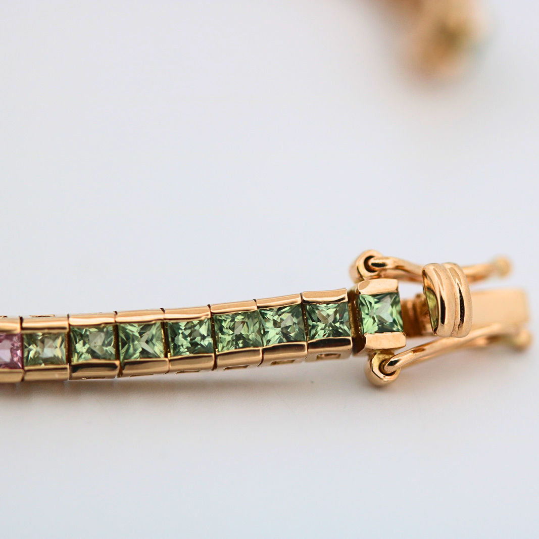 Estate 14KY Rainbow Sapphire Tennis Bracelet