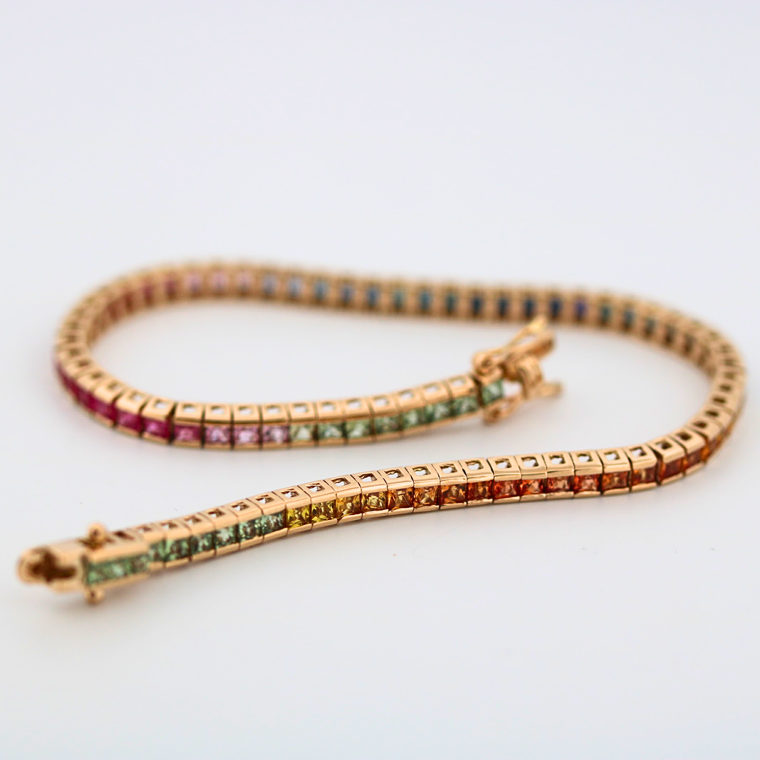 Estate 14KY Rainbow Sapphire Tennis Bracelet