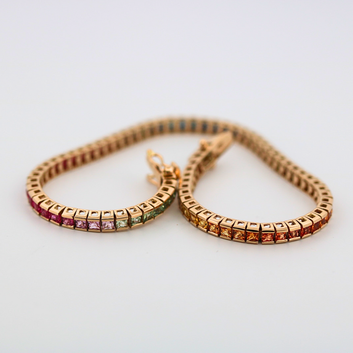 Estate 14KY Rainbow Sapphire Tennis Bracelet