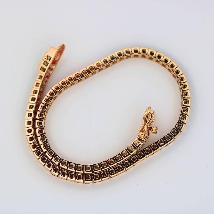 Estate 14KY Rainbow Sapphire Tennis Bracelet