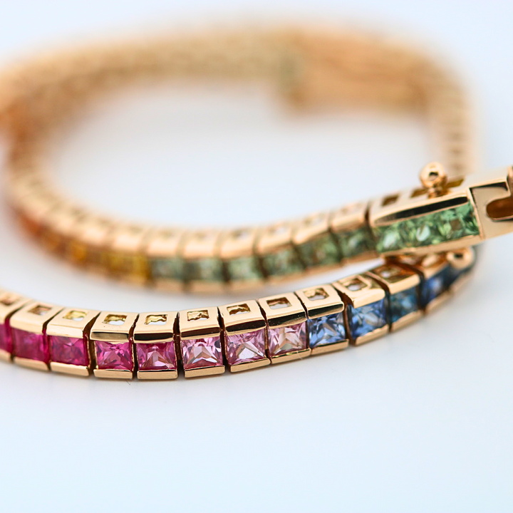 Estate 14KY Rainbow Sapphire Tennis Bracelet