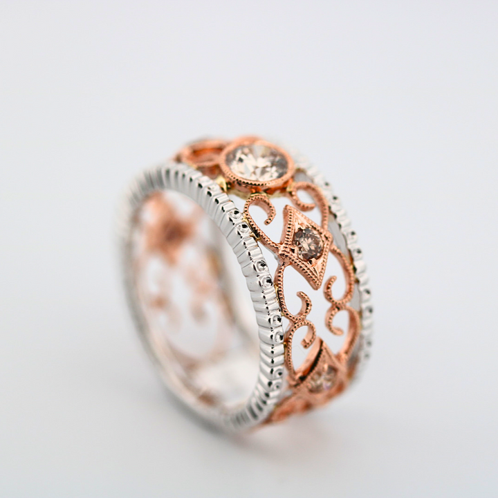 14K Rose & White Gold Diamond Ring