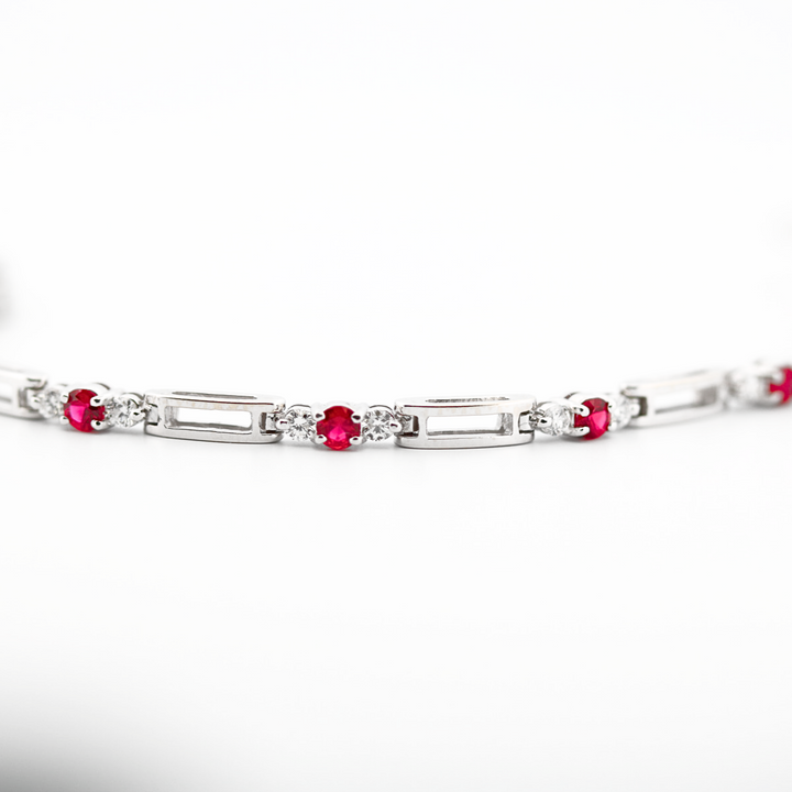 Diamond and Ruby Station Bracelet