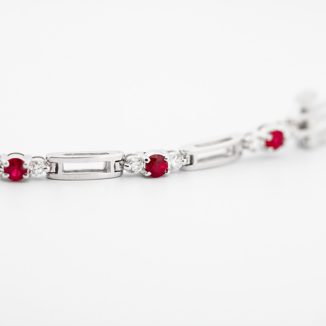 Diamond and Ruby Station Bracelet