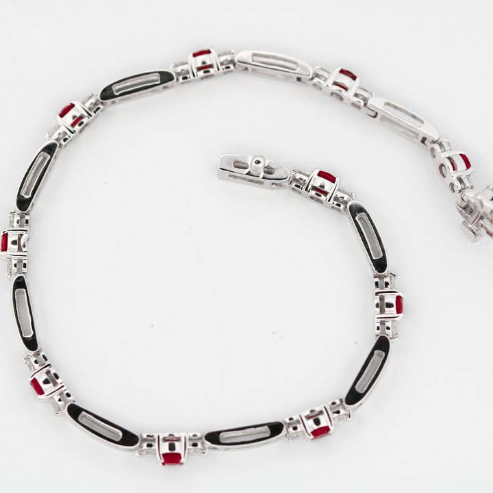 Diamond and Ruby Station Bracelet