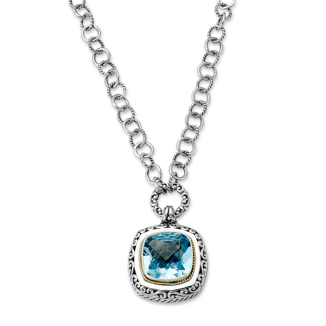 Samuel B. Silver & 18K Yellow Gold Blue Topaz Necklace