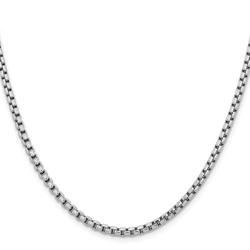 14K White Gold Round Box Chain