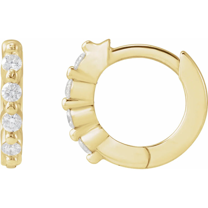 14K Yellow Gold Hinged Hoop Earrings with Natural Diamonds