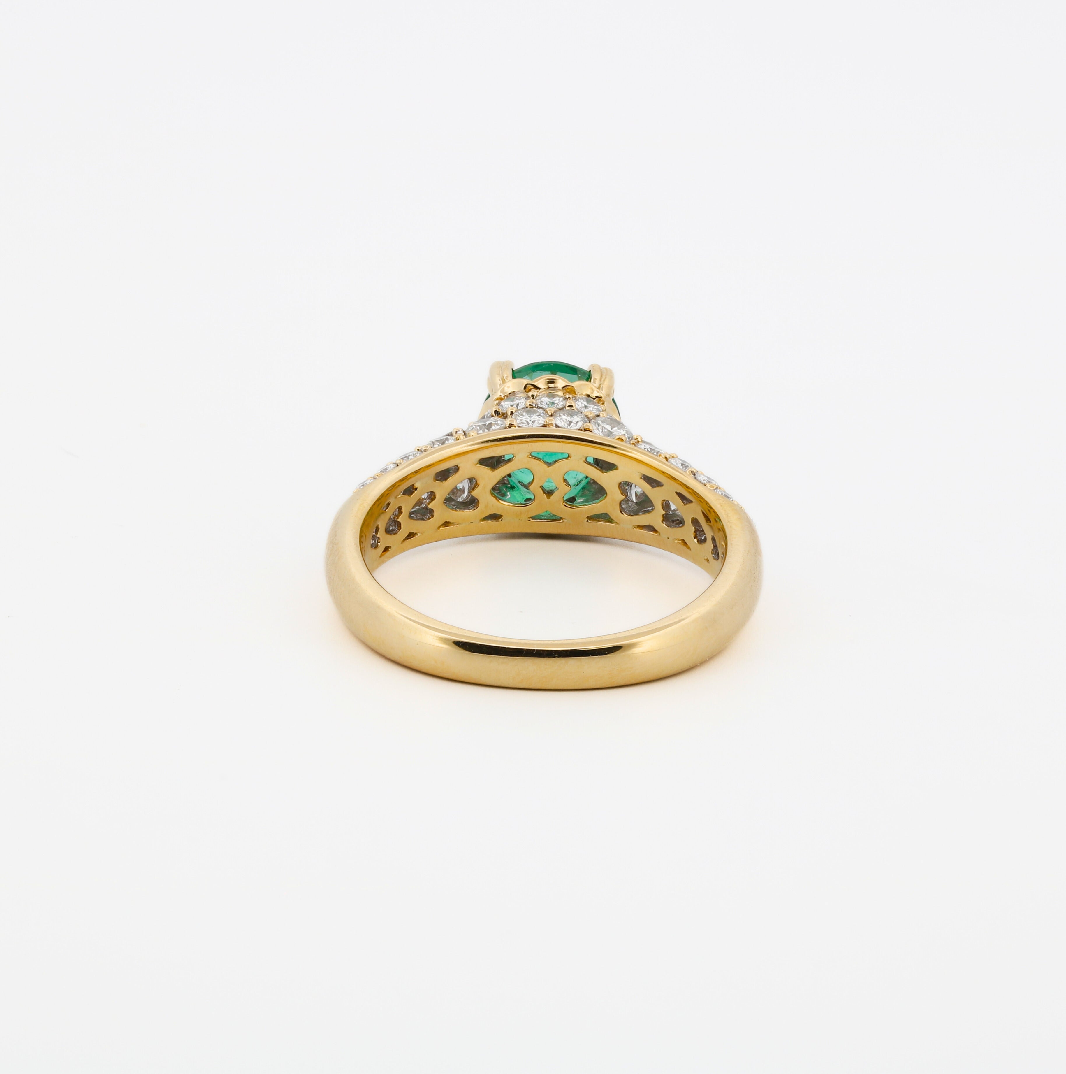 18K Yellow Gold Emerald and Diamond Cocktail Ring – Boston