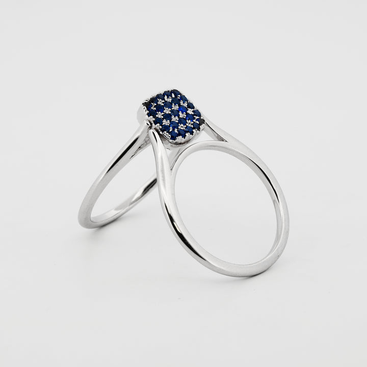 14K White Gold Reversible Diamond & Sapphire Infinity Loop Ring