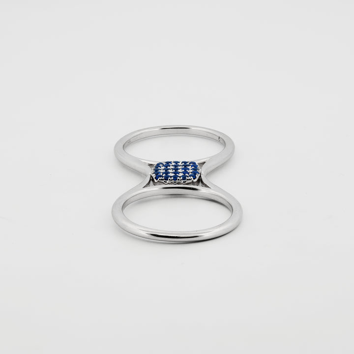 14K White Gold Reversible Diamond & Sapphire Infinity Loop Ring