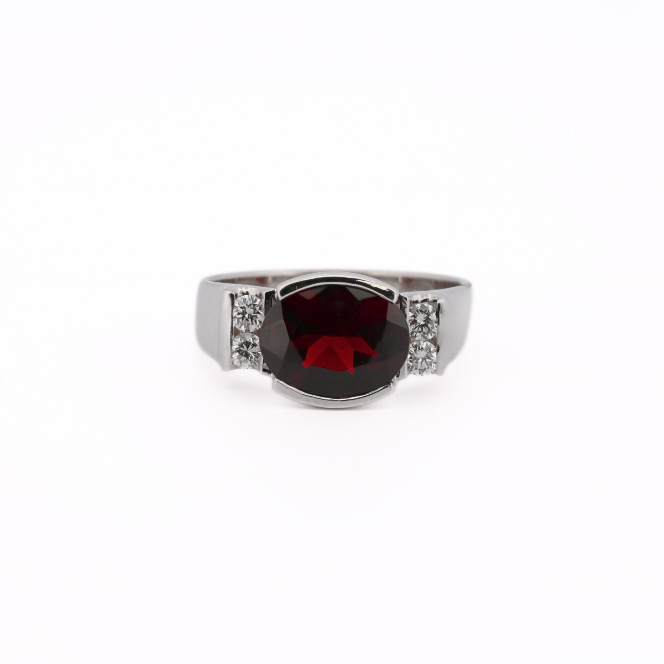 Garnet ring hot sale white gold