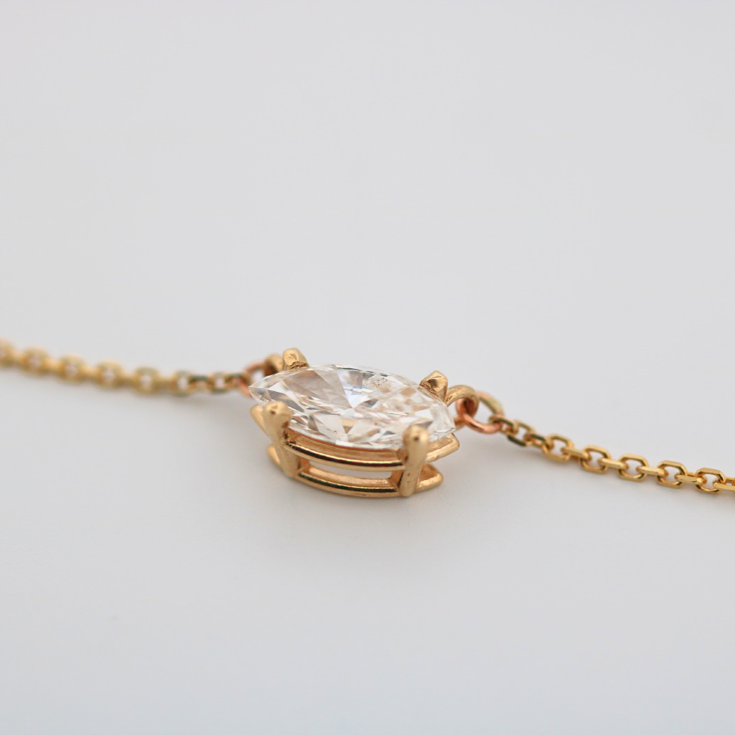 14K Yellow Gold Diamond Solitaire Necklace
