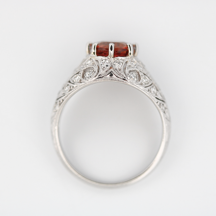 Estate Antique Platinum Diamond Filigree Ring