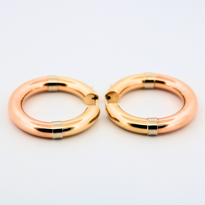 14K Gold Tri-Color Hoop Earrings